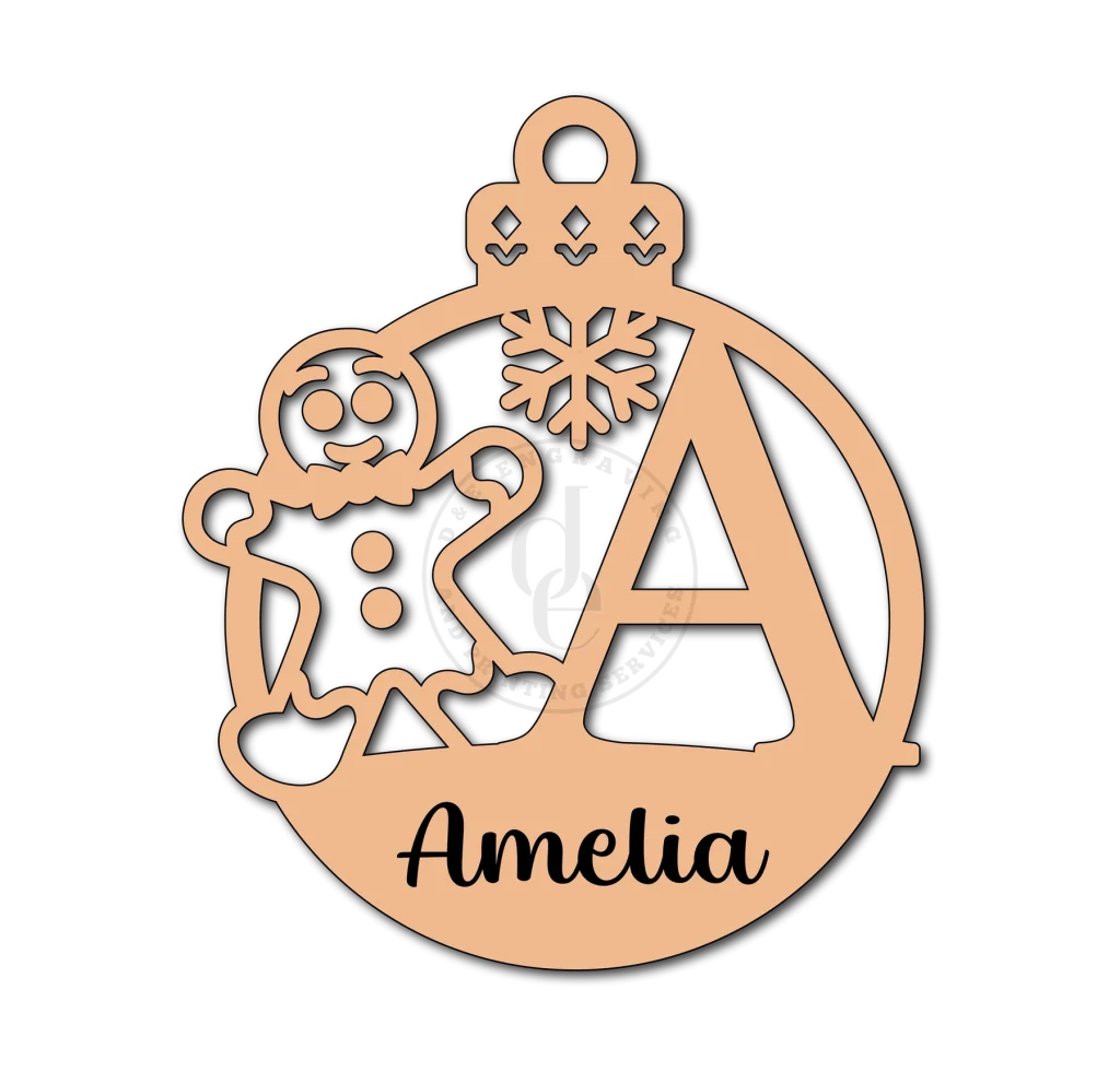 Gingerbread Monogram Ornament monogram example A