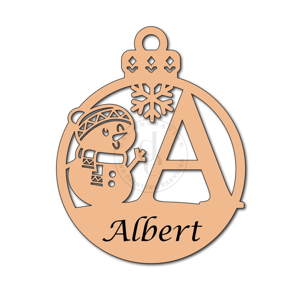Snowman Monogram Ornament monogram example A